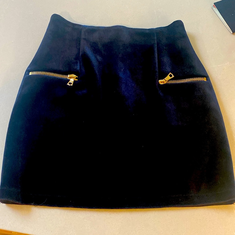 Sandro Black Mini Skirt with Gold Zippers